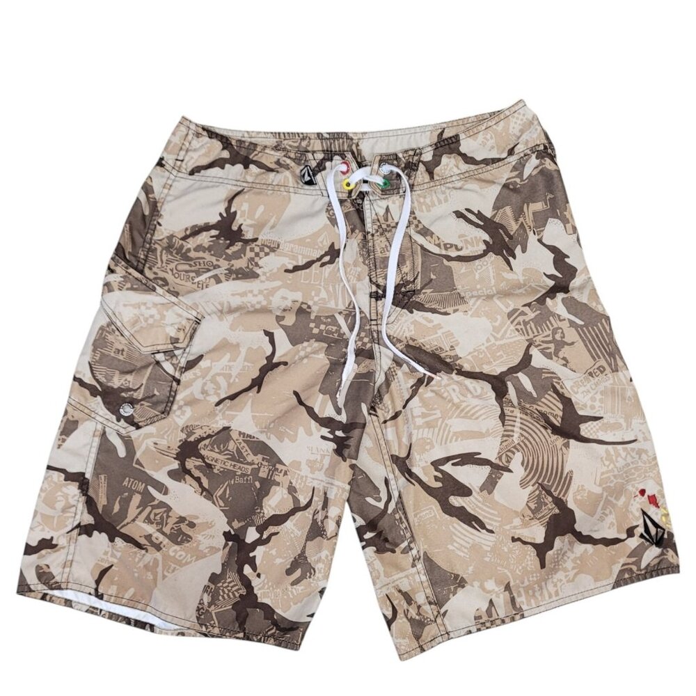 Volcom Hawaii Mod Tech‎ Camo AOP Board Shorts Mens 33 Beach Swim Trunks